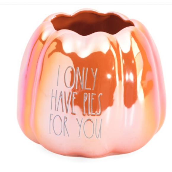 Rae Dunn Iridescent Orange Pumpkin I only have pies for you planter - Picture 5 of 6